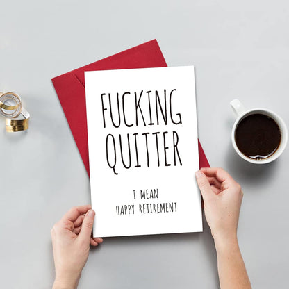 Ogeby Funny Retirement Card for Coworker Colleague Friend, Humor Retiring Card Gift for Him Her, Quitter I Mean Happy Retirement