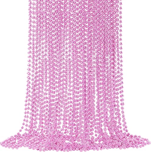 Pink Bead Necklaces - Mardi Gras, Christmas, Valentine's Day Party Favors - Light Pink Variation
