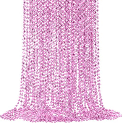 Pink Bead Necklaces - Mardi Gras, Christmas, Valentine's Day Party Favors - Light Pink Variation