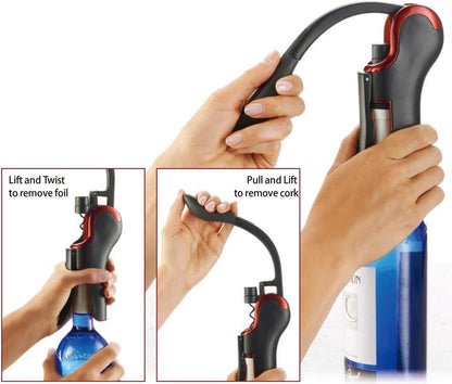 Wine Opener Compact Vertical Corkscrew Wine Bottle Opener with Built-in Foil Cutter