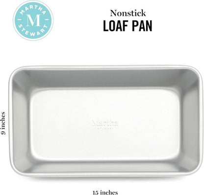 Martha Stewart Gallen 9-Inch Nonstick Carbon Steel Loaf Pan - Durable Bakeware for Bread & Cakes