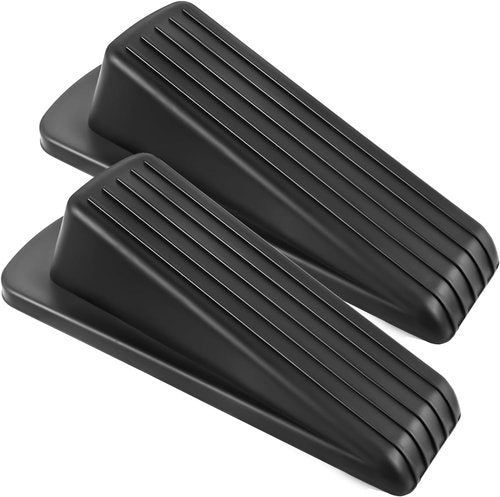 JZWBLILY Door Stoppers - Premium Rubber Wedge for Heavy Duty Doors | Sturdy & Stackable (Black, 2 Pack)