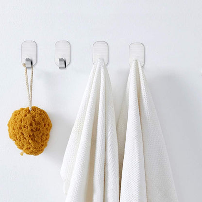 Adhesive Hooks | Strong Waterproof Stainless Steel Wall Hangers for Bathroom & Kitchen - 16 Pack
