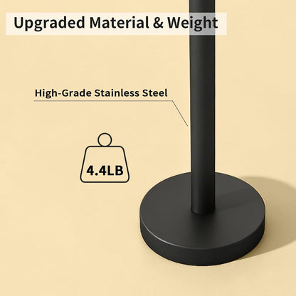 YUMORE Heavy Duty Toilet Paper Holder Stand - Matte Black Stainless Steel | Free Standing Design
