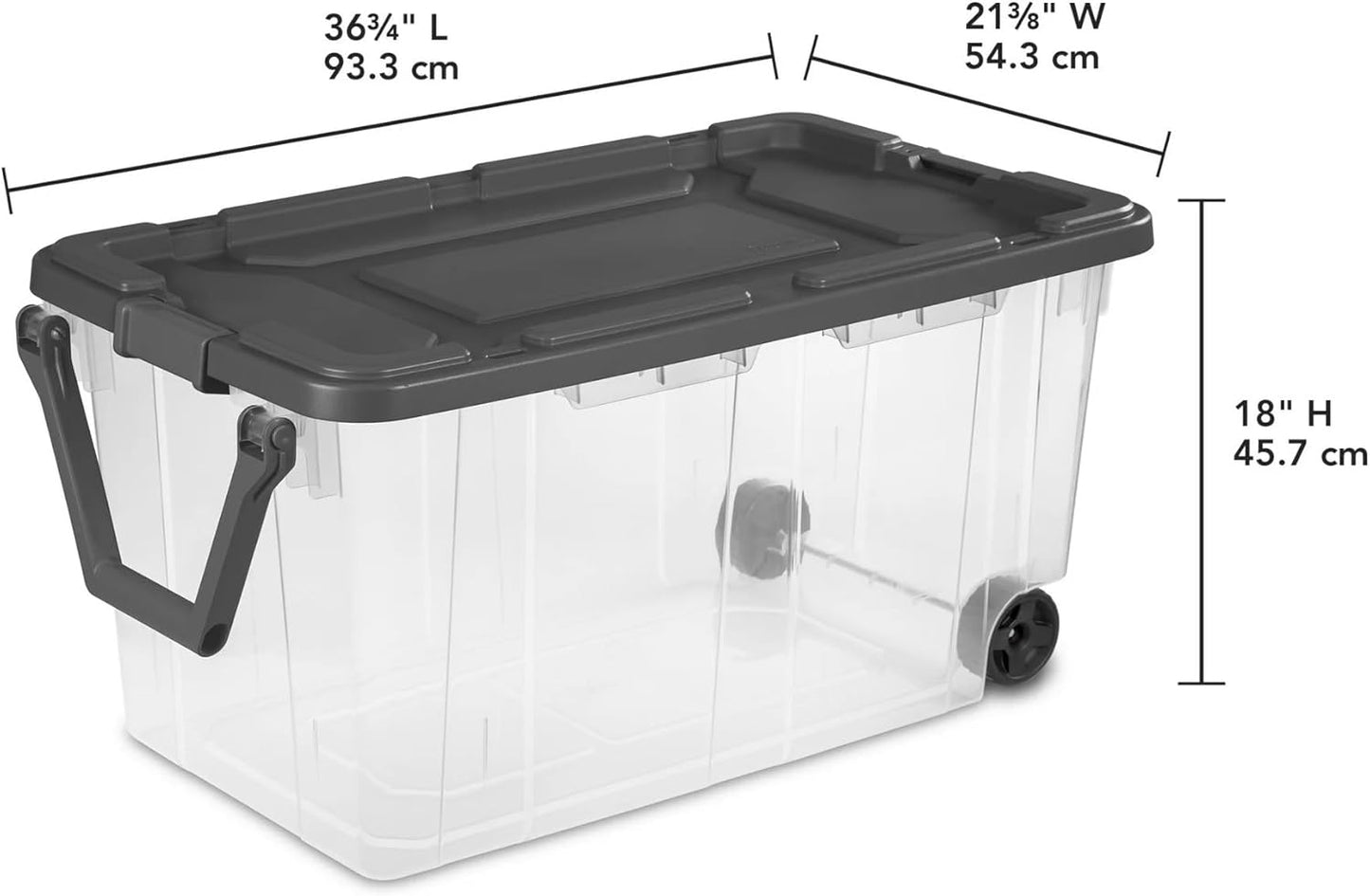 Stacker Tote 160 Quart - Extra Large Durable Clear Bin with Latch Lid & Pull Handle | 2 Count