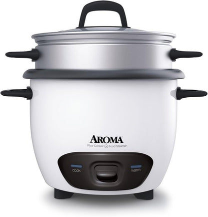 Aroma Housewares 14-Cup Rice Cooker & Food Steamer - Versatile Cooking in White (ARC-747-1NG)