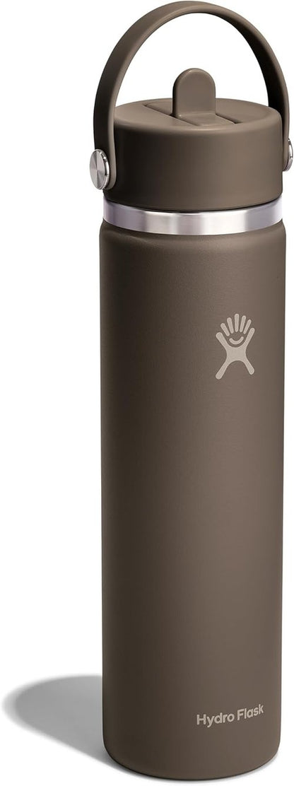 Hydro Flask Water Bottle - Insulated Stainless Steel with Wide Mouth Flex Straw Lid | 24 Oz Sandpiper
