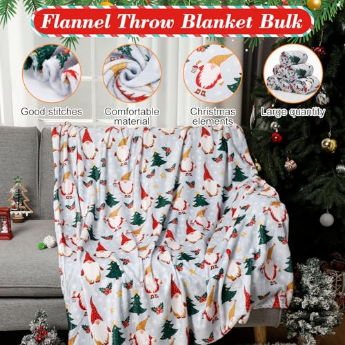 Gnome Throw Blanket Set - Blue Fleece Winter Gnome Decor, 50x60 Inches