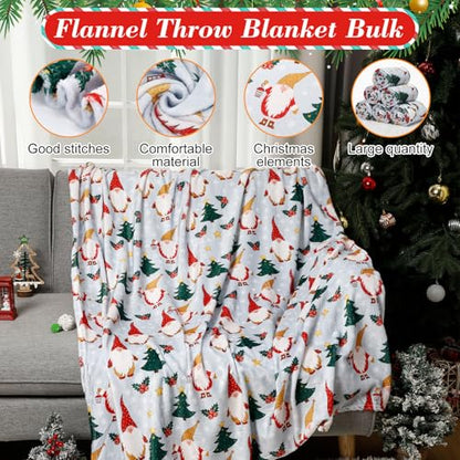 Gnome Throw Blanket Set - Blue Fleece Winter Gnome Decor, 50x60 Inches