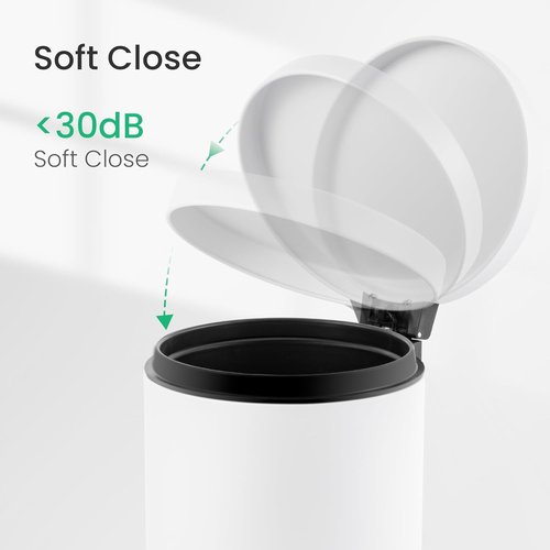 Cesun Small Trash Can with Lid - 1.2 Gallon Mini Round Wastebasket for Bathroom, Bedroom, Office - White
