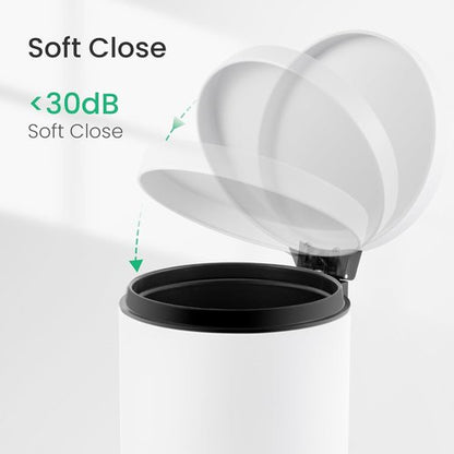 Cesun Small Trash Can with Lid - 1.2 Gallon Mini Round Wastebasket for Bathroom, Bedroom, Office - White
