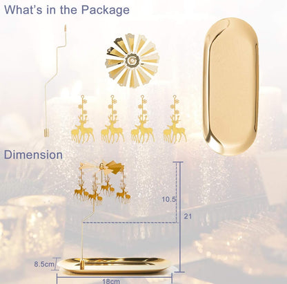 UCINNOVATE Christmas Spinning Candle Holder - Deer Rotating Candlestick Set for Romantic Home Decor | Golden