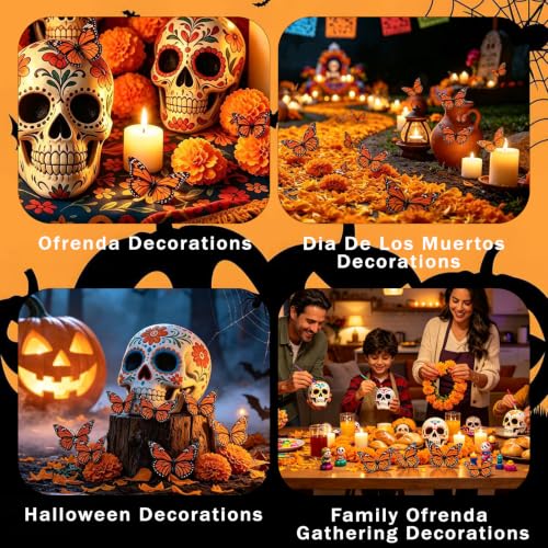12 Pcs Monarch Butterfly Decor Set for Dia De Los Muertos & Ofrenda