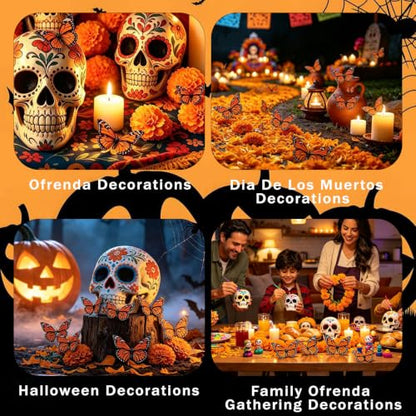 12 Pcs Monarch Butterfly Decor Set for Dia De Los Muertos & Ofrenda