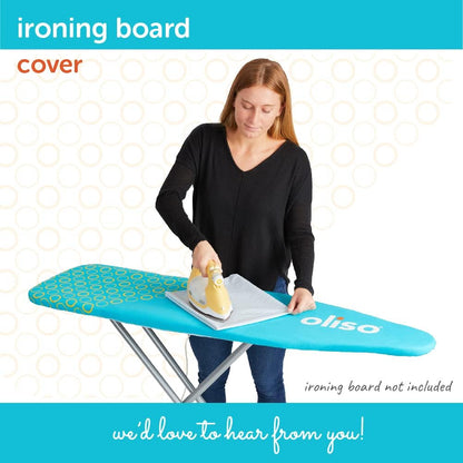 Oliso Ironing Board Cover - 100% Cotton with Professional Felt Pad | Fits 54" x 15" Boards - Turquoise