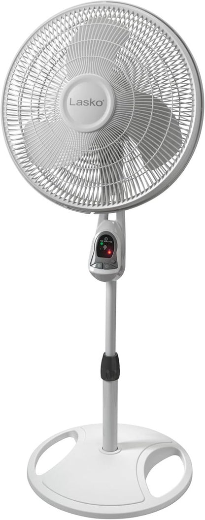Lasko 16-Inch Oscillating Pedestal Stand Fan - Adjustable Height, Timer & Remote Control | Ideal for Home & Office