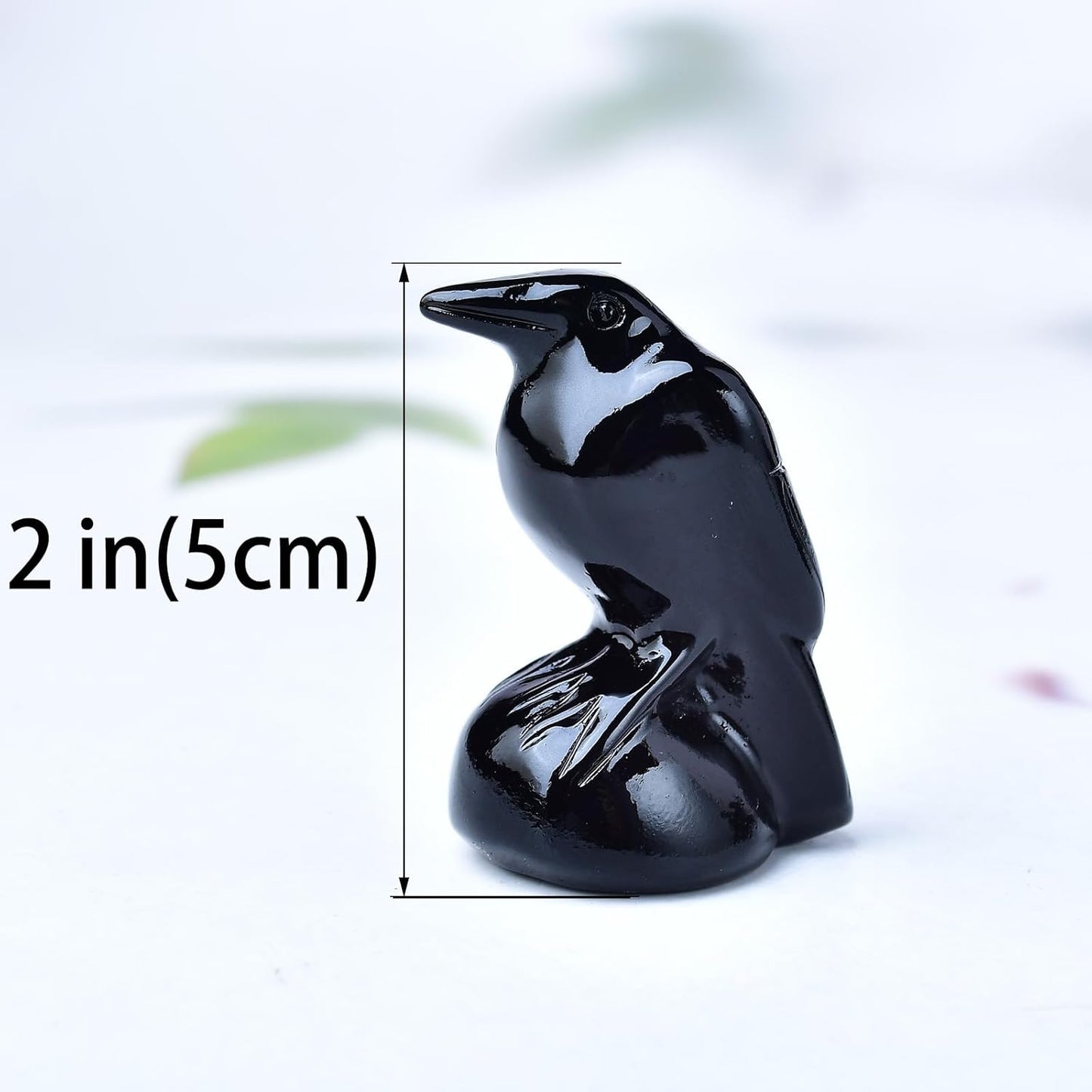 Natural Obsidian Crystal Raven Statue - 2" Healing Sculpture for Reiki Meditation & Home Decor