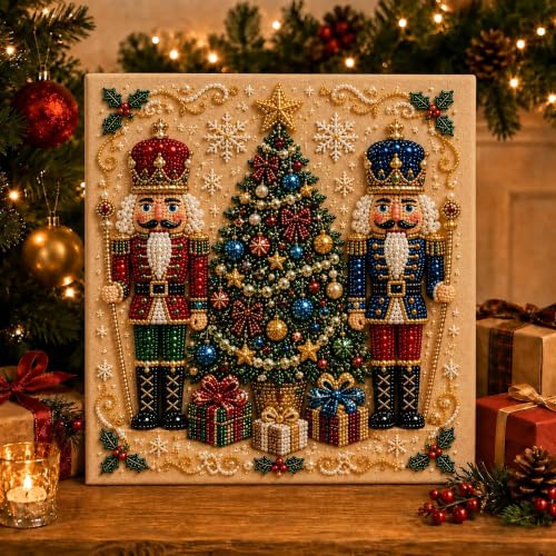 Christmas Nutcracker Pearl Art Kit for Adults - Festive 3D Mosaic Craft
