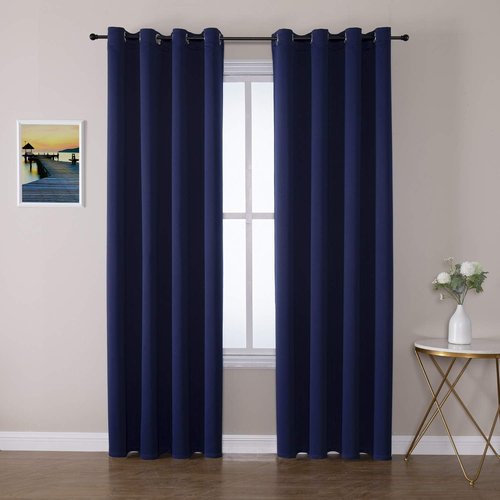 ChrisDowa Blackout Curtains - Thermal Insulated Room Darkening Panels | Navy Blue, 80 Inches Long (Set of 2)
