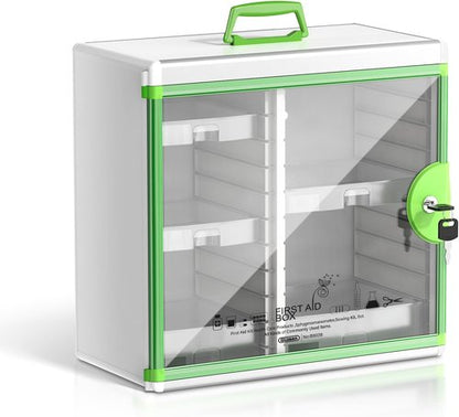 Glosen Medicine Cabinet - Locking Wall-Mounted Storage | Green 13.6 x 13.4 x 6.5 Inch, Large Capacity