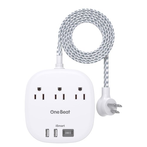 Cruise Essentials 2025,One Beat Travel Power Strip with 3 Outlets 4 USB Ports 3.1A,3ft Flat Plug Extension Cords Desktop Charging Station for Travel Home Office,Cruise Ship Essentials,ETL Listed