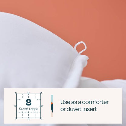 Linenspa White Down Alternative Comforter and Duvet Insert, for Queen Size Bed – All-Season Comforter with Box Stitch and 8 Duvet Loops – Bedding for Kids, Teens, and Adults