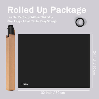 SAPID 32"x24" Extra Large Silicone Mat With Raised Edge, Rolled-Up Silicone Mats For Kitchen Counter Heat Resistant Silicone Mat With Lip, Thick Countertop Protector Mat,Silicone Mats For Crafts,Black