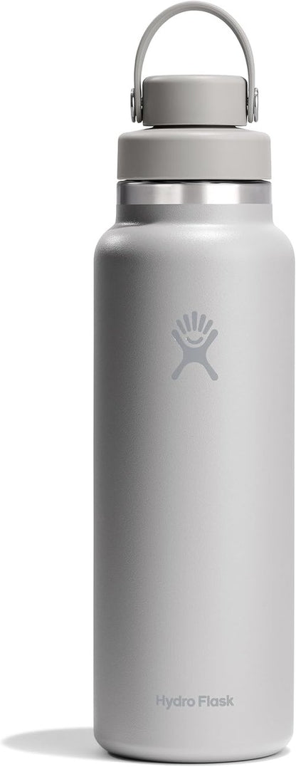 Hydro Flask Water Bottle - Insulated Stainless Steel - Wide Mouth Chug Lid, Non Spill, Leakproof in 40 Oz Tonal Birch Gray