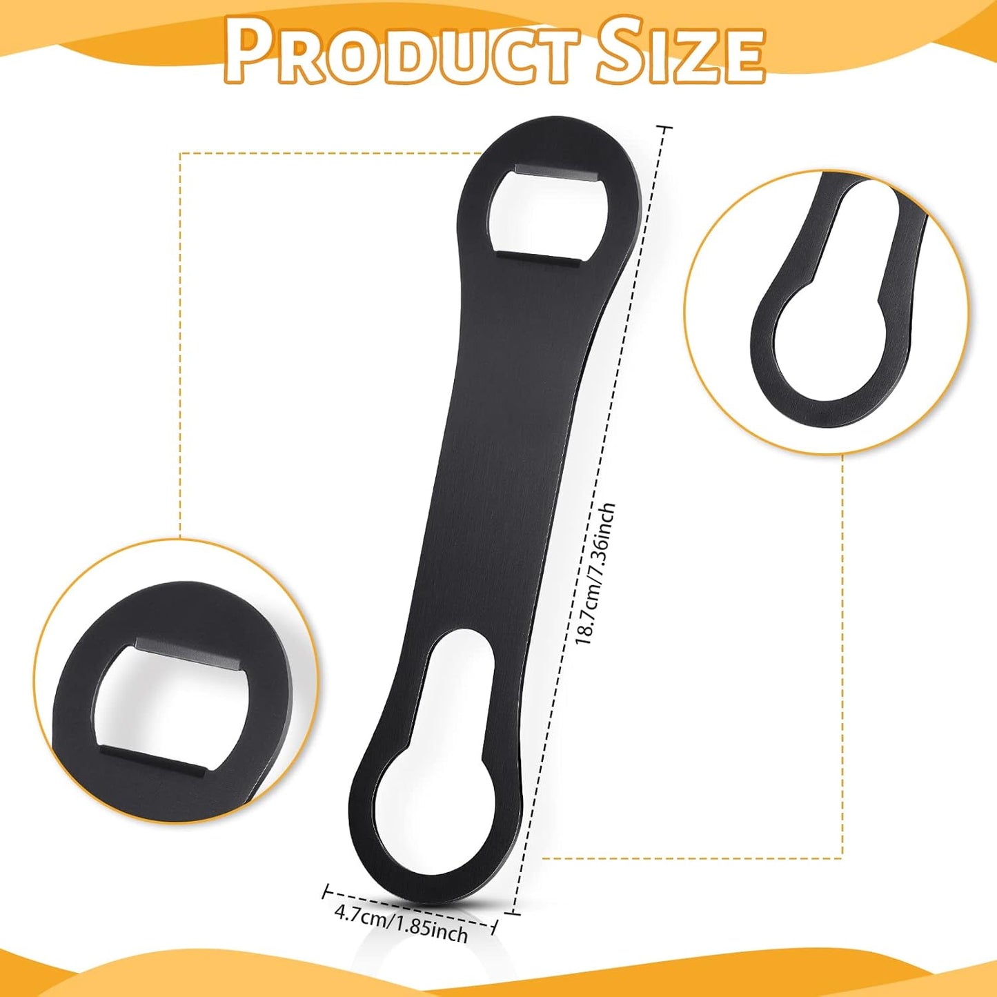 Remerry 4 Pcs Bottle Opener and Pour Spout Remover Flat Bar Key Stainless Steel Bar Speed Opener for Wine Bottle Double Ended Beer Bartenders Kitchen (Black)