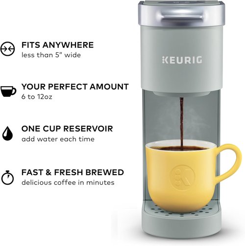 Keurig K-Mini Coffee Maker - Compact Single Serve K-Cup Brewer with Cord Storage | Studio Gray, 6-12oz Brew Size