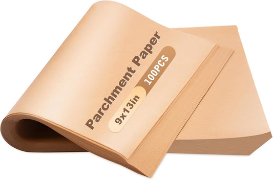 Unbleached Parchment Paper - 100 PCS Nonstick Baking Sheets | 23cm x 33cm, High Temp & Oil Resistant