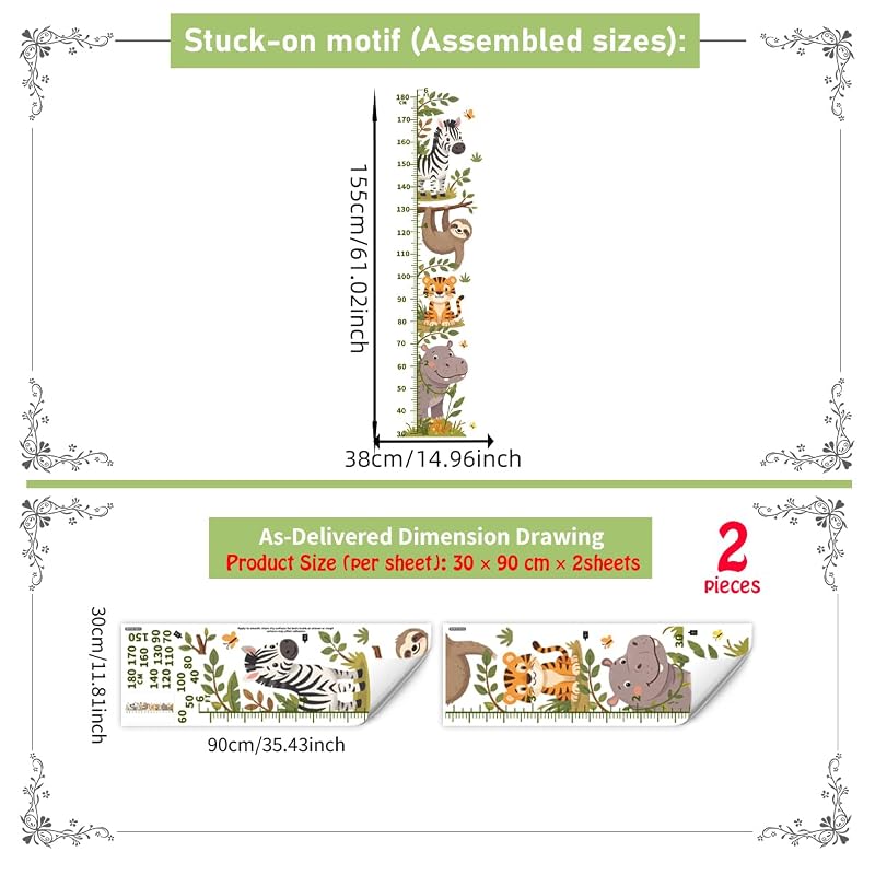 Jungle Animals Kids Height Chart Wall Decal - Removable Growth Sticker - Jungle Animals Height Chart (Variation of THIS listing)
