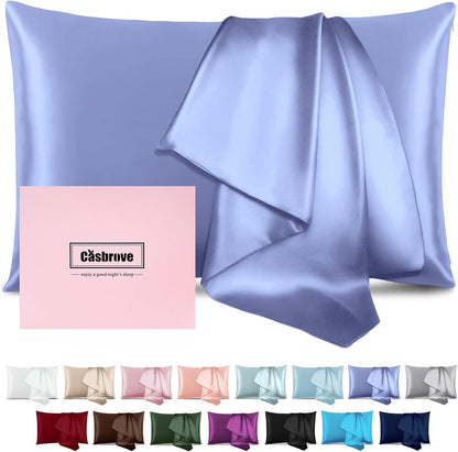 Mulberry Silk Pillowcases by Skiennix - Soft, Breathable, Double-Sided with Zipper | Standard Size, Cornflower Blue