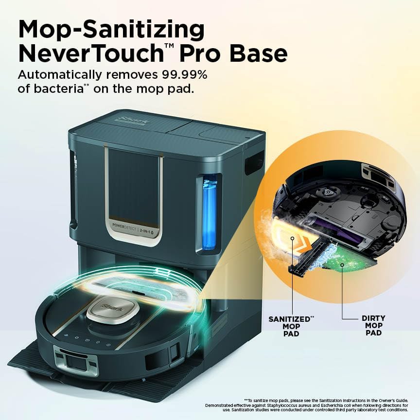 Shark Robot Vacuum & Mop Combo - Self-Emptying & Self-Refilling with Heated Mop | 60-Day Capacity, Black RV2920XE