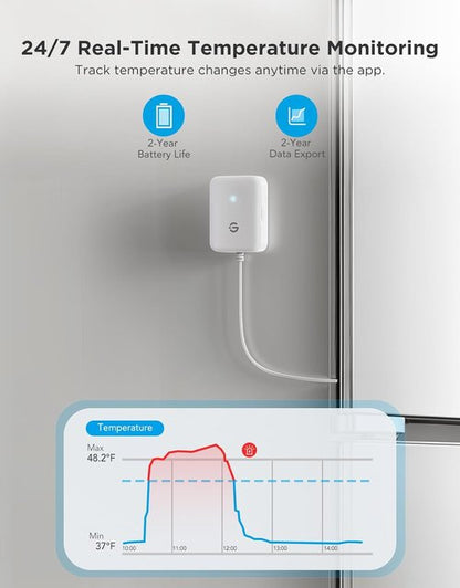 GoveeLife WiFi Refrigerator Thermometer - Wireless Digital Freezer Gauge with Alarm | 2-Pack for Home Kitchen