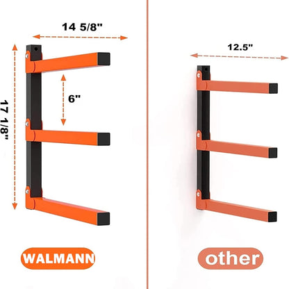 WALMANN Heavy-Duty Lumber Storage Rack - Wall Mount Overhead Wood Organizer | 2 Pairs