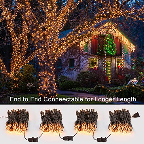 ODEETRONIC Warm White Christmas String Lights - Brown Wire, 21.63 ft, 100 Incandescent Bulbs