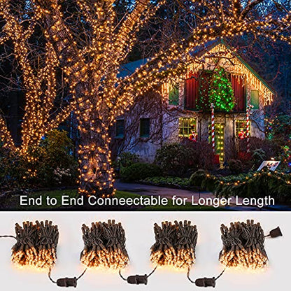 ODEETRONIC Warm White Christmas String Lights - Brown Wire, 21.63 ft, 100 Incandescent Bulbs