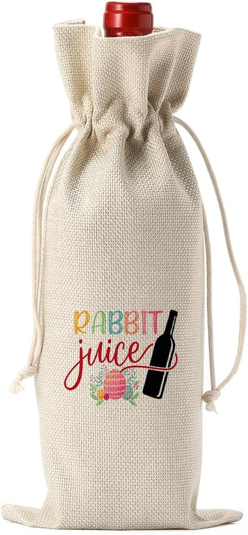 Funny Easter Wine Bag Easter Basket Easter Eggs Decorations Easter Holiday Gifts for Women Men Easter Wine Bag Gifts for Wine Lover Easter Party Decorations Rabbit Juice Wine Bag