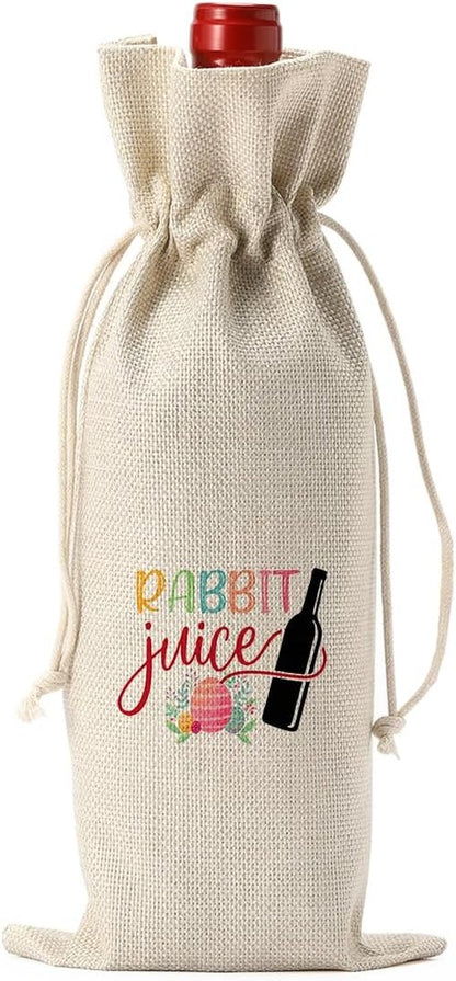 Funny Easter Wine Bag Easter Basket Easter Eggs Decorations Easter Holiday Gifts for Women Men Easter Wine Bag Gifts for Wine Lover Easter Party Decorations Rabbit Juice Wine Bag