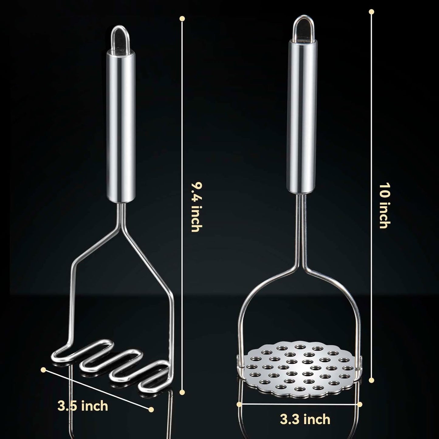 Skiennix Potato Smasher - Stainless Steel Masher for Perfectly Mashed Potatoes & Avocados | 2 Pcs Set