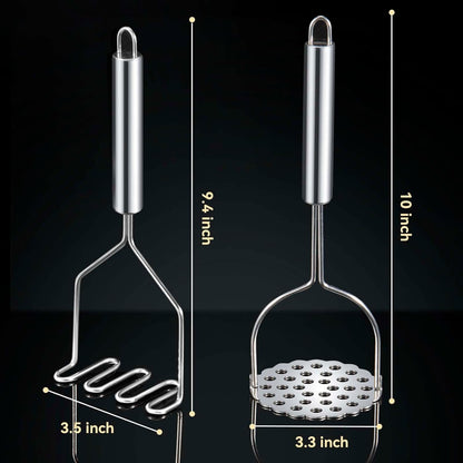 Skiennix Potato Smasher - Stainless Steel Masher for Perfectly Mashed Potatoes & Avocados | 2 Pcs Set