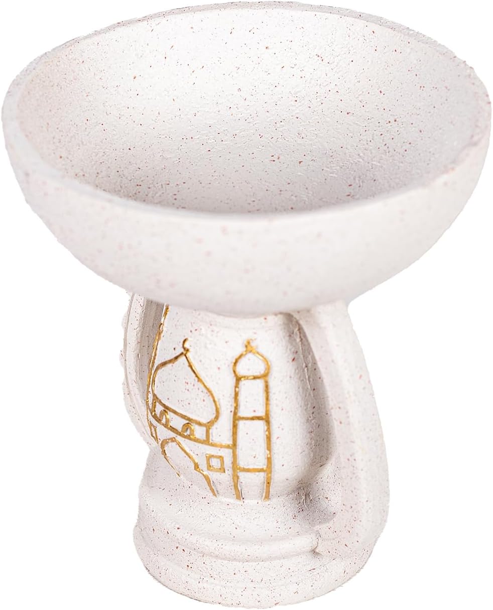 Regine Switzerland Mosque Sculpture - Elegant White Resin Ornament with Gold Pattern