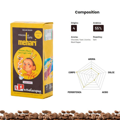 Passalacqua Mehari Whole Bean - 55% Arabica Premium Medium/Dark Roast (1kg / 2.2lbs)