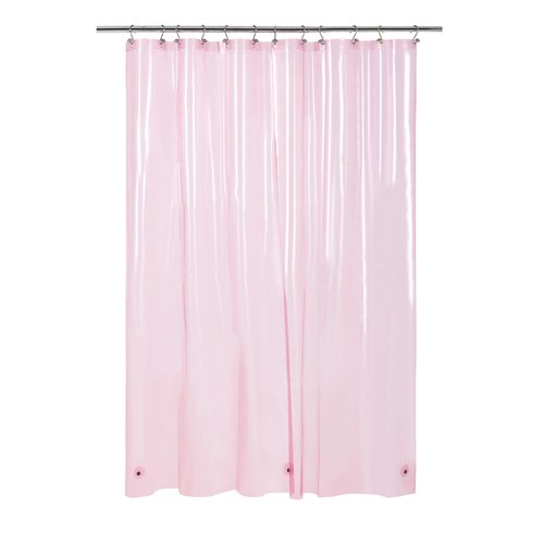 Barossa Design Clear Pink Long Shower Curtain Liner 78" Height - 3 Magnets & Waterproof Lightweight PEVA Shower Liner for Bath Tub, PVC Free, Metal Grommets, Clear Pink, 72x78