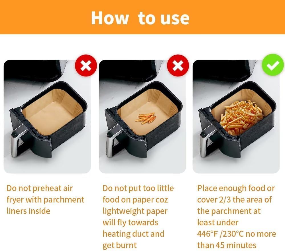 Ninja Air Fryer Liners - Disposable Parchment Paper for Dual Basket | 125pcs 8.7x5.5" Size