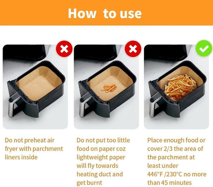 Ninja Air Fryer Liners - Disposable Parchment Paper for Dual Basket | 125pcs 8.7x5.5" Size