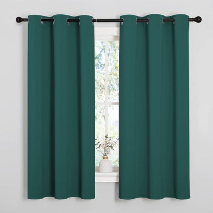 NICETOWN Thermal Insulated Blackout Curtains - Solid Grommet Drapes for Dining Room | Hunter Green, 42x63 Inches