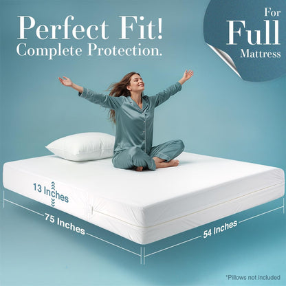 Utopia Bedding Zippered Mattress Encasement - 100% Waterproof & Bed Bug Proof Full Protector | Absorbent Six-Sided Cover