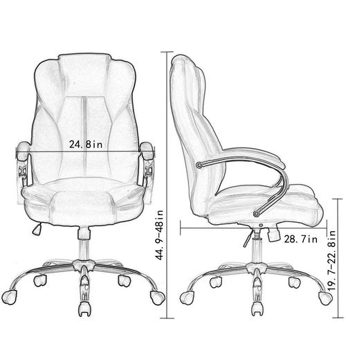 BestOffice Ergonomic Office Chair Desk Chair PU Leather Computer Chair Executive Adjustable High Back PU Leather Task Rolling Swivel Chair with Lumbar Support (White)